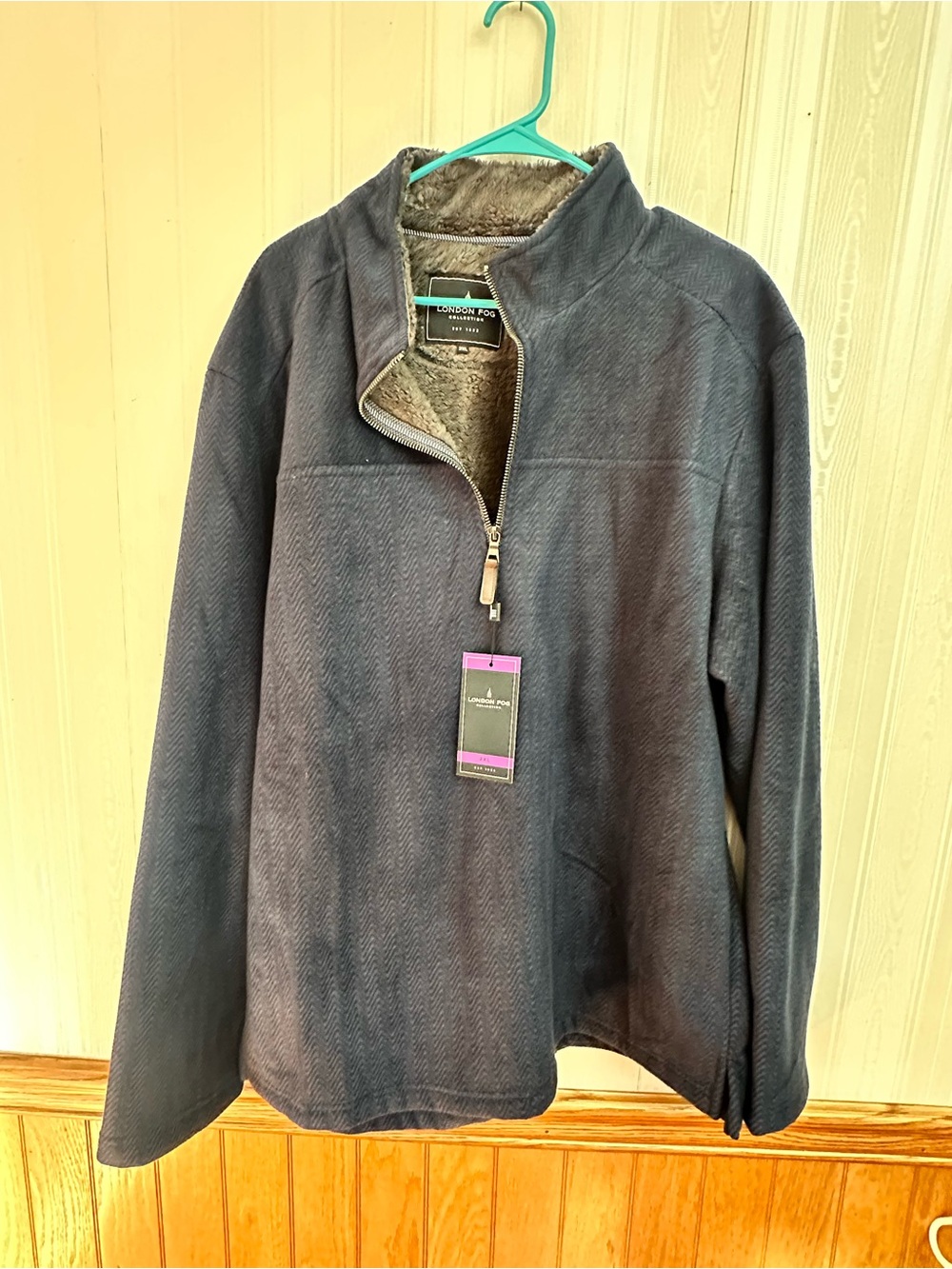 London Fog Men's Navy Blue Quarter-Zip Fleece Pullover